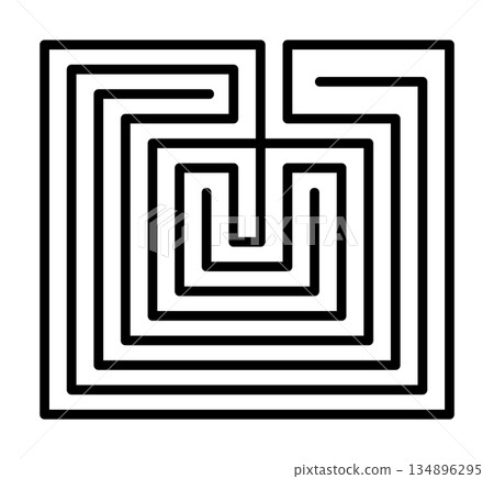 Classic Labyrinth of Knossos with a single path and 7 courses, symbol of Crete since 6th century BC. Confusing structure built, for King Minos, to hold the Minotaur, a monster, killed by hero Theseus. 134896295