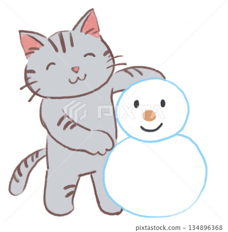 Cat making a snowman Winter Cat making a snowman Winter 134896368