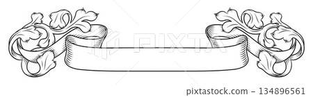 Scroll Crest Heraldic Filigree Pattern Motif Scroll Crest Heraldic Filigree Pattern Motif 134896561