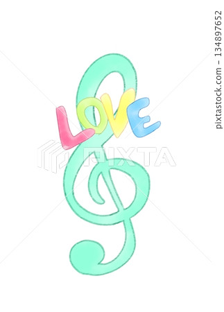高音譜號，上面寫著「愛」字 134897652