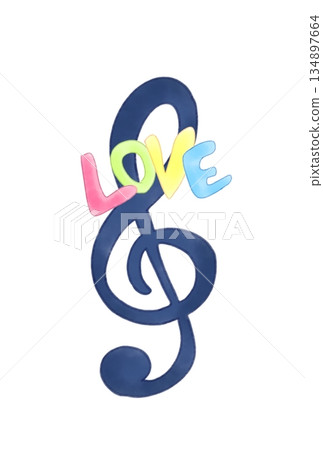 高音譜號，配上「愛」字 134897664