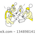 團隊會議 - 男女學生討論 - 腦力激盪 - 人物向量圖素材 134898141