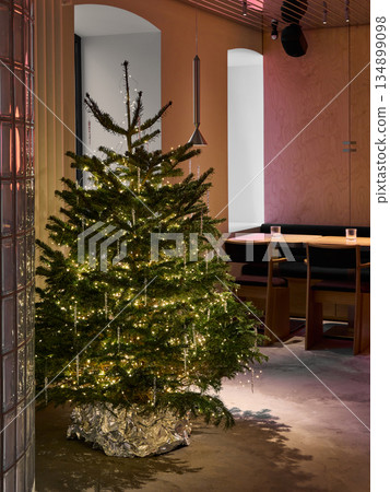 Elegant Christmas environment with Comfortable seating and ambient lighting Elegant Christmas environment with Comfortable seating and ambient lighting 134899098