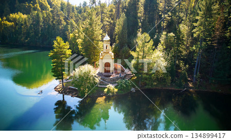 Aerial view of Orthodox Chapel of the Holy Prophet Solomon 134899417