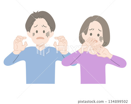 一幅男女錶情不悅的插圖 134899502