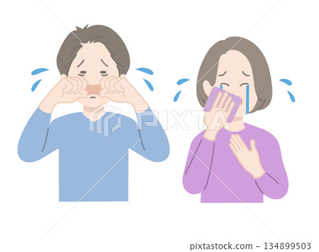 Illustration of crying men and women Illustration of crying men and women 134899503