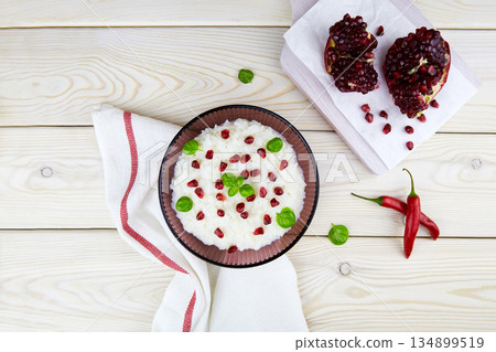 Curd rice in a bowl. A popular dish from South India Curd rice in a bowl. A popular dish from South India 134899519