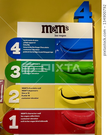 [Nevada] Colorful floor plan signs at M&M's World 134900792