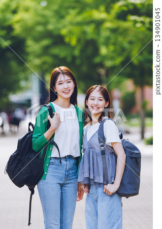 Female college student walking on campus 134901045