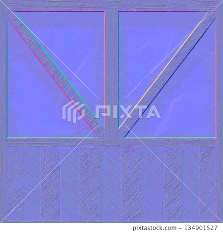 Normal map texture of vintage window frame in country house or cabin. Hi-res (8000x8000) texture. 134901527