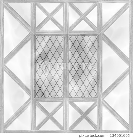 Vintage window frame in country house or cabin. Hi-res (8000x8000) texture. 134901605