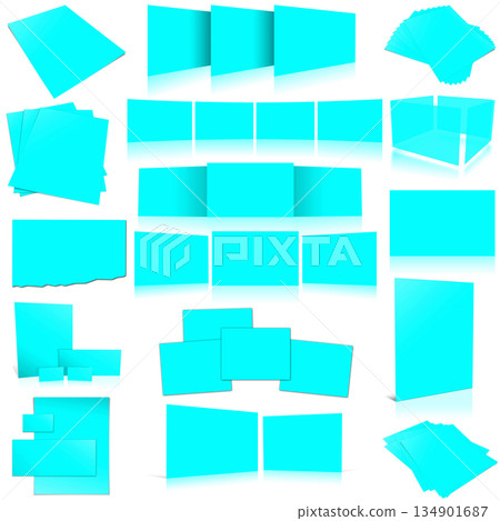 Cyan paper letter for layouts and presentation design. 3D rendering. Cyan paper letter for layouts and presentation design. 3D rendering. 134901687