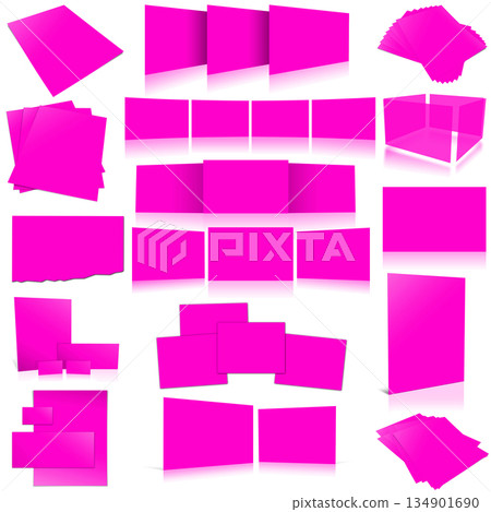 Magenta paper letter for layouts and presentation design. 3D rendering. 134901690