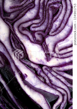 Close up of the inside detail of a red cabbage decorative 134901753