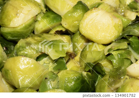 Brussel Sprouts Greens Prepped for Dinner Brussel Sprouts Greens Prepped for Dinner 134901782