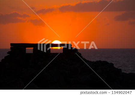 Ciutadella Menorca at Punta Nati orange sunset 134902047