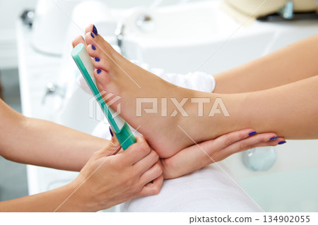 Pedicure dead skin remover feet care woman 134902055