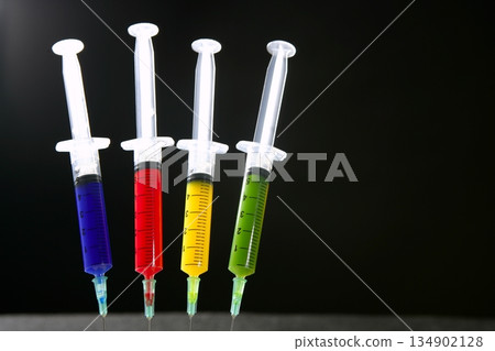 colorful syringes set, health, medicine, vaccine 134902128
