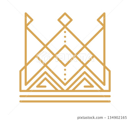 Monarchy royalty jewelry crown line icon or emblem. Queen tiara graphic lineart symbol, monarch royal power crown abstract golden outline vector label. King heraldic linear emblem or icon Monarchy royalty jewelry crown line icon or emblem. Queen tiara graphic lineart symbol, monarch royal power crown abstract golden outline vector label. King heraldic linear emblem or icon 134902165