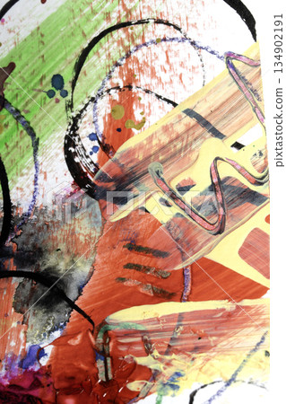 Abstract fllowing paint and pencil scribble lines splashes vibrant art background Abstract fllowing paint and pencil scribble lines splashes vibrant art background 134902191