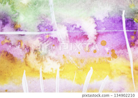 Abstract fllowing paint and pencil scribble lines splashes vibrant art background 134902210
