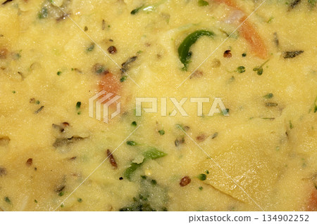 Close up of mashed potato with vegetables background food abstract 134902252
