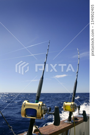 Angler boat big game fishing in saltwater 134902405