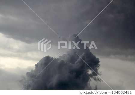 Cloudy sky magic shapes silhouettes gray clouds Cloudy sky magic shapes silhouettes gray clouds 134902431