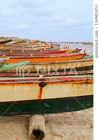 Africa Senegal Atlantic coast fishermen boats Africa Senegal Atlantic coast fishermen boats 134902451
