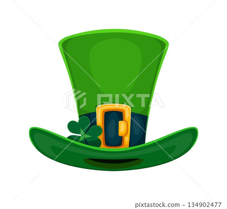 St Patrick day symbol of leprechaun hat with shamrock clover for Irish holiday, cartoon vector. Happy Saint Patrick day festival and Ireland national holiday symbol of leprechaun cylinder top hat St Patrick day symbol of leprechaun hat with shamrock clover for Irish holiday, cartoon vector. Happy Saint Patrick day festival and Ireland national holiday symbol of leprechaun cylinder top hat 134902477