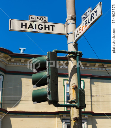 San Francisco Haight Ashbury street sign junction California 134902573