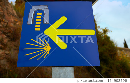 Via de la Plata sign Saint James way Caceres 134902596