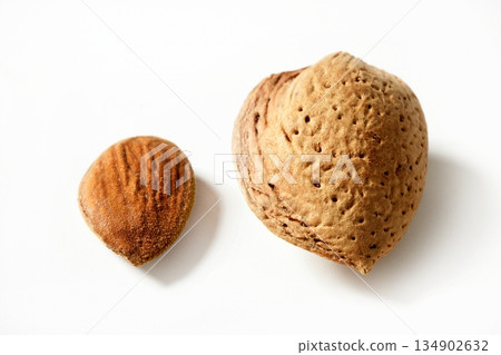 Almond macro image over white background 134902632