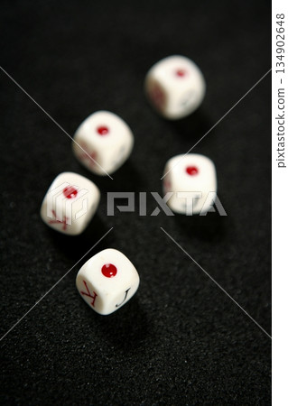 Poker game dices over black table 134902648