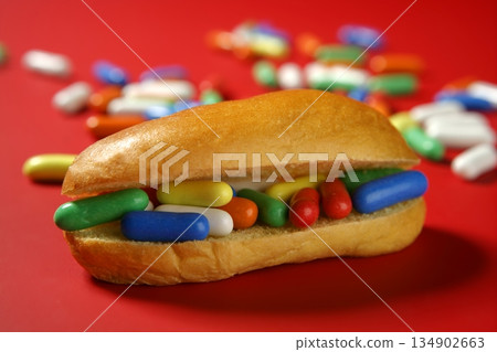 Sandwich made of colorful candy sweet Sandwich made of colorful candy sweet 134902663