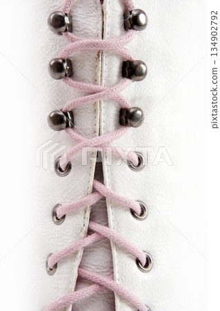 Closed white long boot pink thread Closed white long boot pink thread 134902792