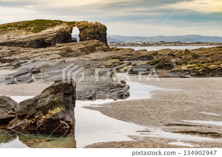 Beach of the Cathedrals, Galicia Spain. Place to visit. Beach of the Cathedrals, Galicia Spain. Place to visit. 134902947