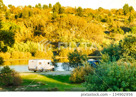 Camper rv camping on nature in Portugal Camper rv camping on nature in Portugal 134902956