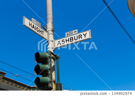 San Francisco Haight Ashbury street sign junction California 134902974