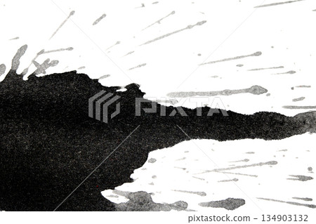 Distressed Monochrome Ink Circle Texture and Splatter Graphic on white background Distressed Monochrome Ink Circle Texture and Splatter Graphic on white background 134903132