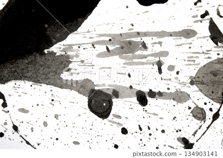 Distressed Monochrome Ink Circle Texture and Splatter Graphic on white background Distressed Monochrome Ink Circle Texture and Splatter Graphic on white background 134903141