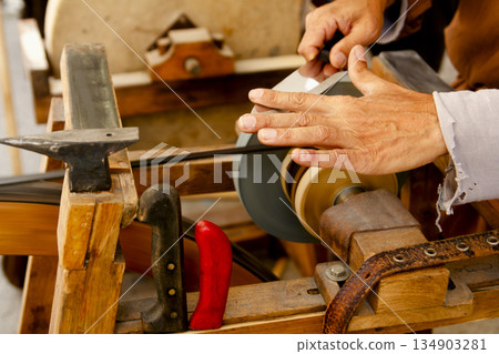 grinder traditional wheel hand tools sharpening knife grinder traditional wheel hand tools sharpening knife 134903281