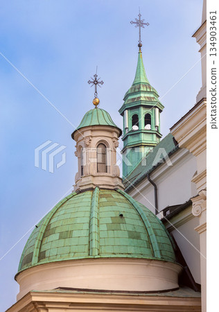 Church dome and tower in Warsaw Poland Church dome and tower in Warsaw Poland 134903461