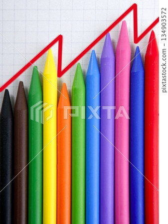 Color pencils graphic chart, earnings report Color pencils graphic chart, earnings report 134903572