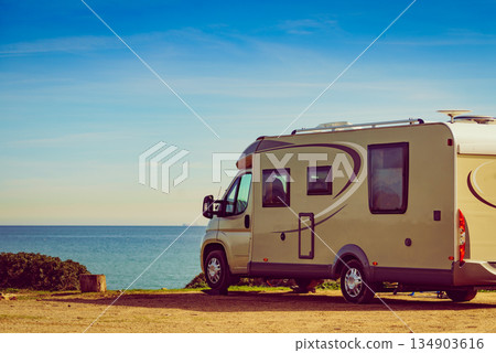 Rv caravan camping on beach Rv caravan camping on beach 134903616
