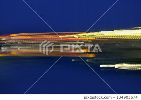 Abstract night blurry colorful lighs over blue 134903674