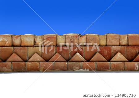 bricks roof eaves Mediterranean architecture detail bricks roof eaves Mediterranean architecture detail 134903730