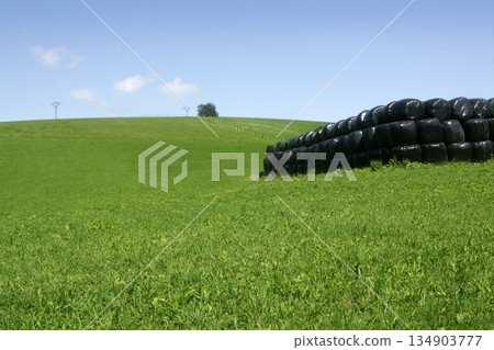 Black plastic wrap cover for cereal bales 134903777
