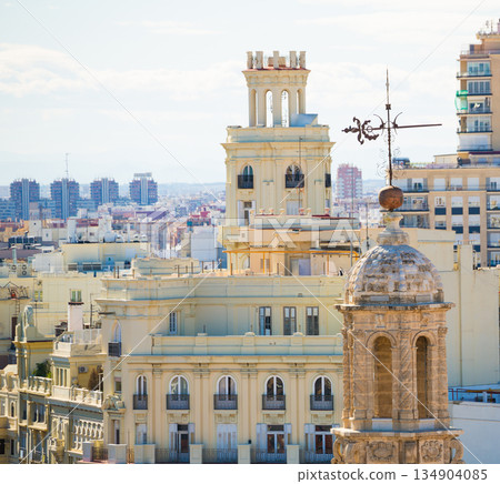 Valencia aerial skyline with Santa Catalina belfry tower Valencia aerial skyline with Santa Catalina belfry tower 134904085