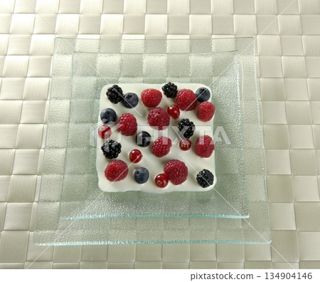 Mix of varied berries and cream Mix of varied berries and cream 134904146